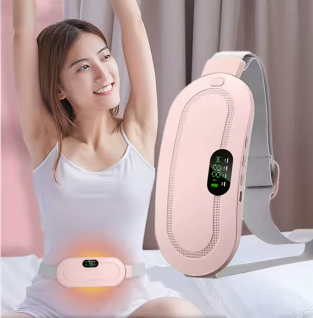 Ceinture de massage électrique rechargeable pour les règles, avec fonction de vibration et de chauffage pour soulager les maux de règles et garder la taille et l'abdomen au chaud. Cadeau pour les femmes